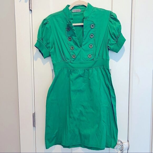 Fishbowl Kelly Green V-Neck Short Sleeve Mini Dress Women’s Size Large (L) - Picture 2 of 8
